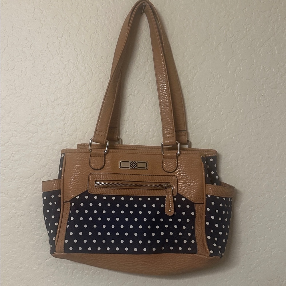 Tan and Black Polka Dot Handbag